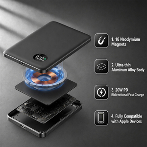 <span class=keywords><strong>Batterie</strong></span> <span class=keywords><strong>externe</strong></span> ultra-fine à charge magnétique sans fil 5000mAh 10000mAh PD20W Charge rapide - Product Image 2