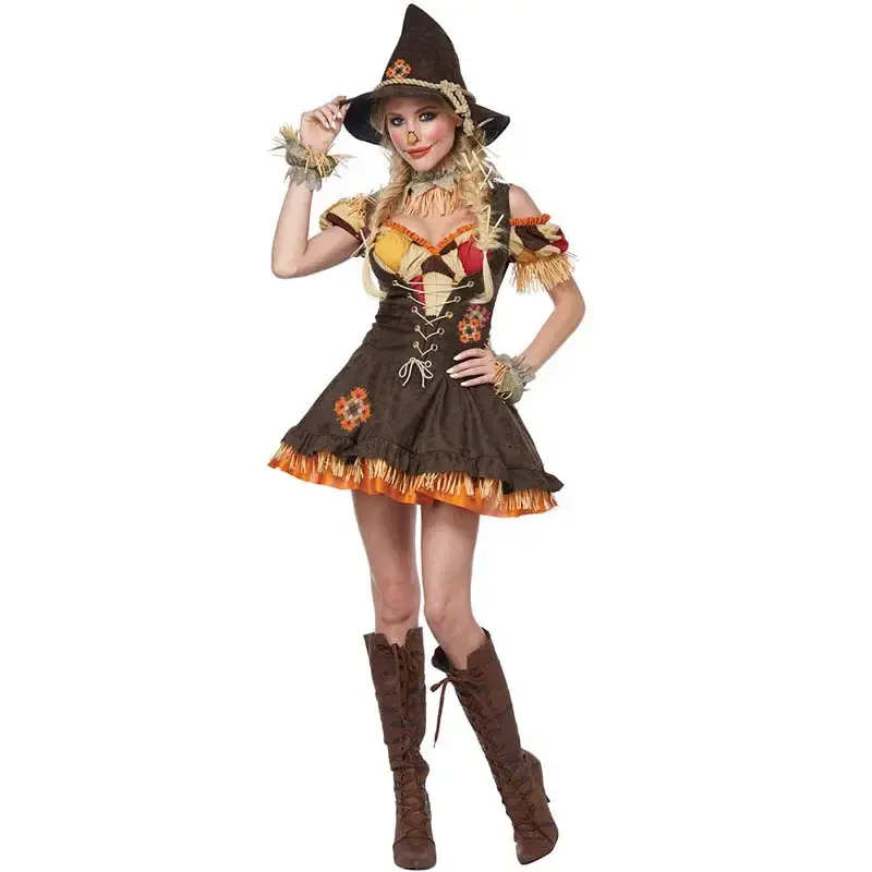 Costume da spaventapasseri da donna di Halloween Fancy Wizard of Oz per costume di halloween per adulti