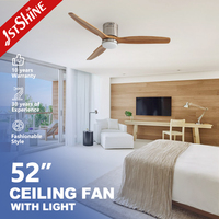 Kipas Angin Plafon Pintar 1stshine Flush Mounted Wifi, Kontrol Aplikasi, Kompatibel Suara, Baling-Baling Kayu Solid, Tahan Lama, Terbaik untuk Rumah