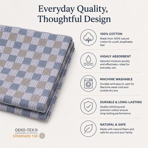 Toalla de baño de algodón con diseño a cuadros gris, suave, absorbente, ligera, de secado rápido, para hombres y mujeres, 156 x 76 cm - Product Image 6
