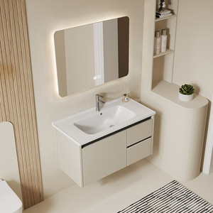 Modern smart <b>bathroom</b> cabinet wash basin cabinet ceramic integrated basin smart mirror cabinet defogger - Product Image 2