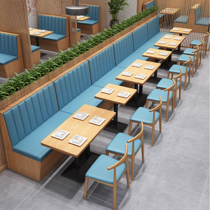 Nhà hàng hiện đại ăn uống đặt Cam nhà hàng đồ nội thất bằng gỗ Bảng gian hàng Chỗ ngồi bằng đá cẩm thạch tường Băng ghế dự bị giả đá cẩm thạch bàn bận rộn - Product Image 6