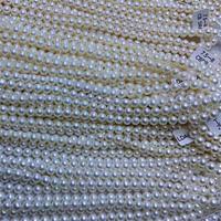 Classique populaire 7-8mm blanc d'eau douce rond véritable collier de perles naturelles pour cadeau fille