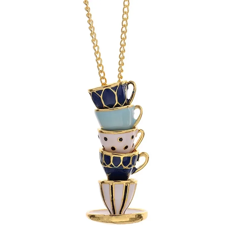 Alice In Wonderland Teacup Vòng Cổ Mặt Dây Thời Trang Men Trà Cup Áo Len Chuỗi Phụ Kiện Quần Áo Cho Phụ Nữ Cô Gái Jewelry