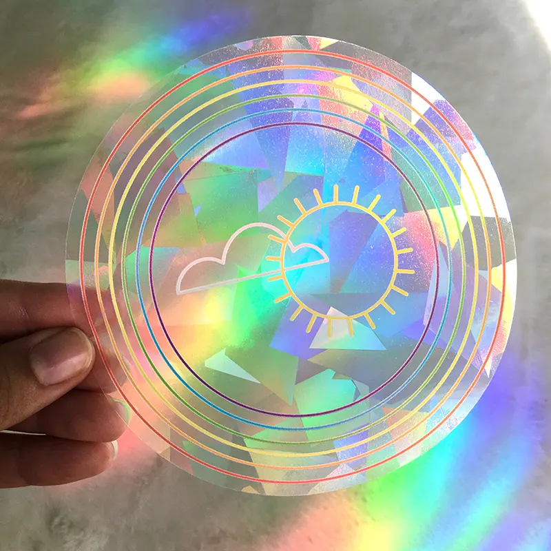 Stampa personalizzata 3D prisma decalcomanie statiche arcobaleno Suncatcher adesivi per finestre