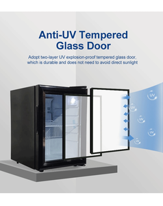 Vanace Réfrigérateur compact Bon marché OEM ODM 35 litres Porte en verre en acier inoxydable Refroidisseur de boissons Mini réfrigérateur pour commerce - Product Image 6