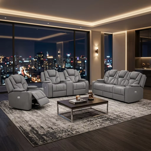 Hot Sell Factory Direct Modern Air Leather Electric Recliner <b>Sofa</b> Set Home Furniture With Bluetooth Speaker and Headrest - Product Image 3