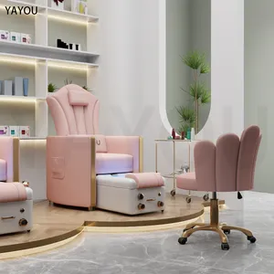 Pedicure Chairs Modern Pink PU Leather Salon Pedicure Queen Bakcrest Throne Foot Spa Chair For Nail Salon