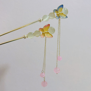 Bướm ánh trăng cổ kẹp tóc Rhinestone Opal Đá tóc đũa tính khí sang trọng tua chuỗi hai rclip - Product Image 1