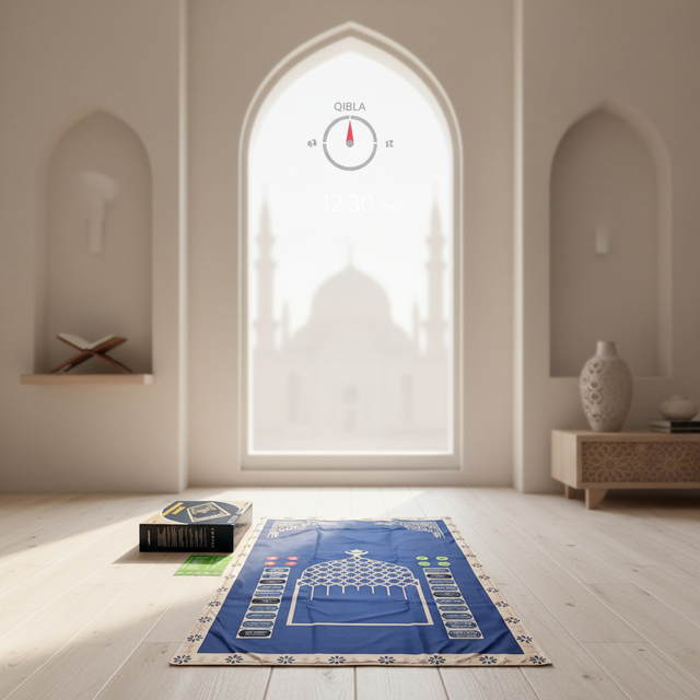 Muslim Smart Prayer Rug with LED Step-by-Step Guidance Electronic Sala Mat Surah Audio for Kids & Adults Religious Learning