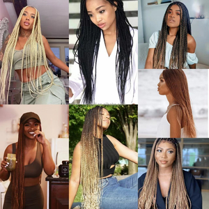 Dài Thẳng Số Lượng Lớn Tóc Tổng Hợp 22 Inch Xương Thẳng Bện Tóc Crochet Bím Tóc Cho Phụ Nữ Da Đen - Product Image 6