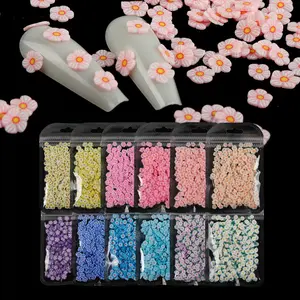 10 g/borsa bellissimi fiori margherita carini fette di argilla morbida adesivi per unghie decalcomanie Manicure fornitori di unghie UV Charms