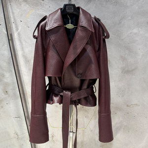 Chaquetas de Mujer Recién Llegadas, Chaqueta de Cuero de Oveja Genuino, Chaquetas de Cuero Granulado Vintage - Product Image 1