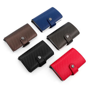 חדש עיצוב סיבי פחמן כרטיס מחזיק זול באיכות גבוהה עור מגן חכם Rfid אבטחת ארנק אלומיניום - Product Image 2