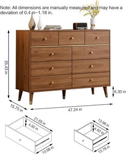 <strong>Drawers</strong> Dresser for Bedroom, <strong>Tall</strong> Rustic Modern Chest <strong>of</strong> <strong>Drawers</strong> with Natural Texture, Storage Dressers Organizer for Bedroom - Product Image 2