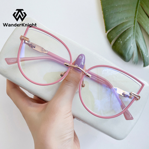 2025新仕様フレーム光学眼鏡コンピューター光学フレーム猫目ファッショナブルな眼鏡アンチブルーライトメガネ女性用 - Product Image 2