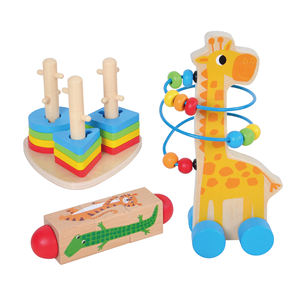 Jouets éducatifs Montessori en <span class=keywords><strong>bois</strong></span> pour enfants créatifs, animaux, jeu de correspondance de formes, puzzle de traînage d'oiseaux - Product Image 6