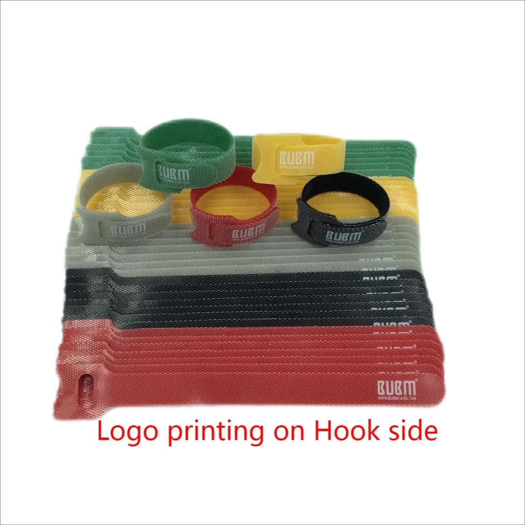 Reusable Colorful Double Sided Carry Cinch Straps Nylon Hook Loop Cable Tie Holder Custom Logo Easy Wrapping Hook Loop Cable Tie