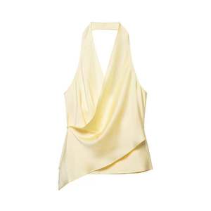 Haut en satin asymétrique dos nu à col halter pour femme, nouvelle collection printemps - Product Image 2