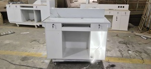 Modern Hair Saloon <b>Small</b> Front Counter White Gold Luxury Used Nail Salon Reception <b>Desk</b> for Sale - Product Image 6