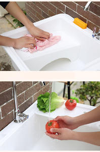 Fregadero de Plástico de Fácil Limpieza, Estilo Moderno, Lavadero Rectangular de PP, <span class=keywords><strong>Mueble</strong></span> Lavadero Independiente - Product Image 4
