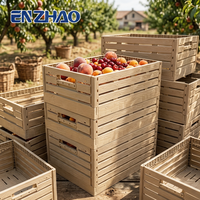 Caisse en plastique pliable à grain de bois durable, boîte de rangement pliable empilable avec roues pour supermarché et usage commercial