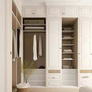 Armoire de chambre à coucher de style français élégante et raffinée, couleur blanc pur, pour petit appartement - Product Image 2