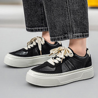Chaussures pour hommes MJ001 en cuir, couleur unie, nouvelle collection printemps, baskets à semelle épaisse, chaussures de marche décontractées pour hommes