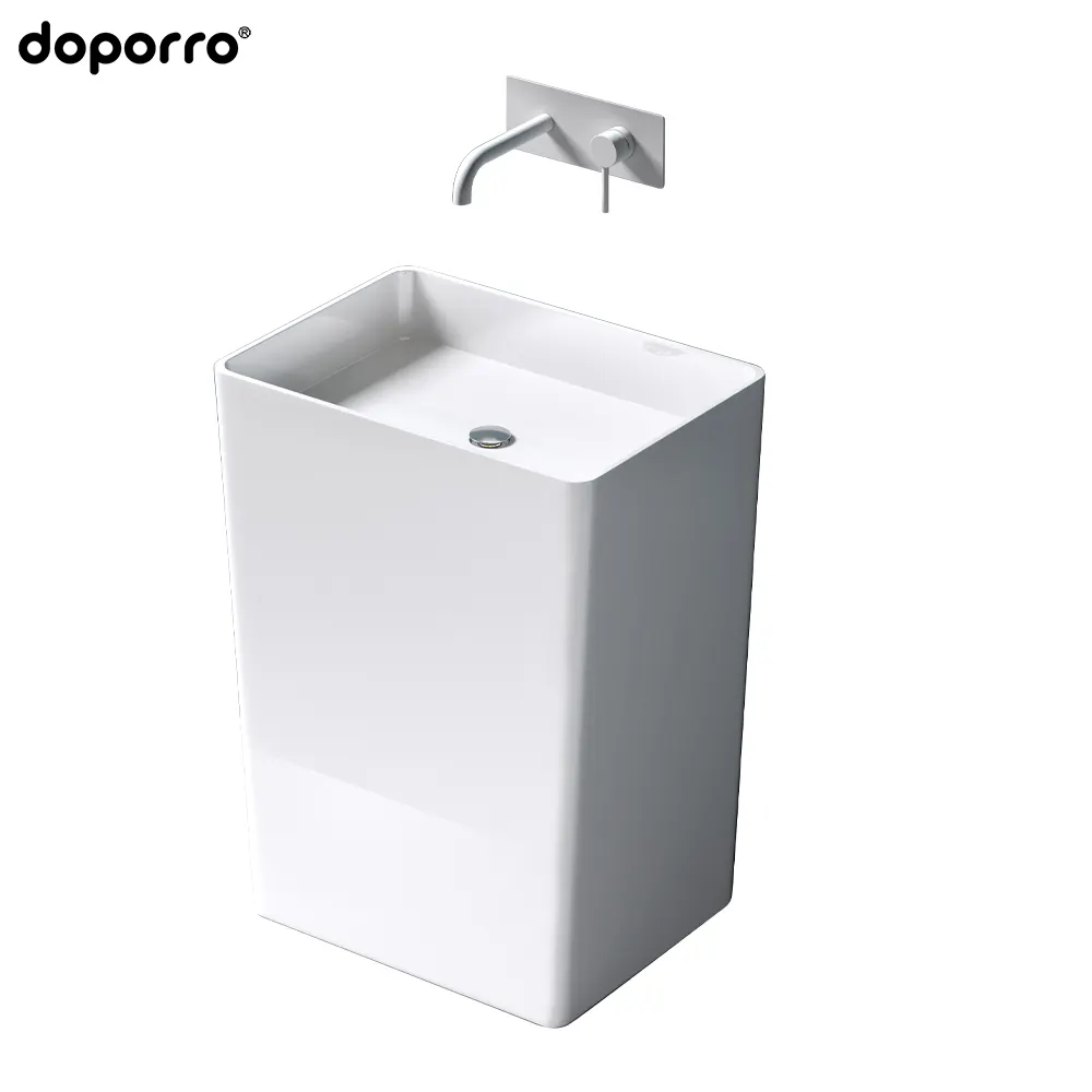 Germany New Design WC Sanitary Wares Bathroom Mineral Cast Pedestal Wash Basin