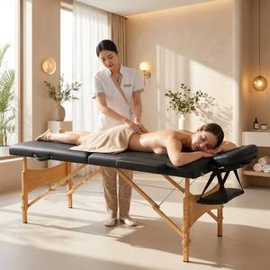 Cama de <span class=keywords><strong>Masaje</strong></span> de Madera para <span class=keywords><strong>Spa</strong></span>, Plegable, Portátil, de Alta Calidad, con Altura Ajustable, para Tratamientos Faciales <span class=keywords><strong>y</strong></span> Masajes - Product Image 1