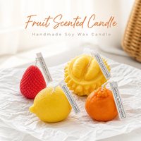 Simulierte Fruchtduftkerze Orange Zitrone Erdbeere Käse Durian Form Sojawachs-Kerze Wohndekor Weiße Geschenkbox-Set