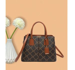 Zapatos y Bolsos Unisex de Lujo, Cuero Genuino, Marca 5000 Estilos, Marrón, Alta Calidad, Logotipo Famoso, Cierre de Cremallera con Perlas, Dos Asas - Product Image 2