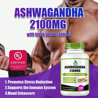 Complément alimentaire à base d'extrait d'ashwagandha biologique Ksm-66, en capsules, pour soulager le stress, marque privée OEM
