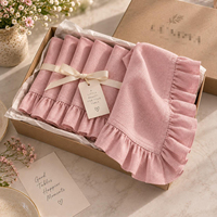 Serviettes de table en lin et coton à volants, couleur unie, résistantes aux taches, pour décoration de table de mariage style ferme, vente en gros