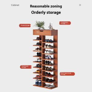 モダンな木製靴棚 家庭用 経済的 防塵 多層 省スペース ドア付き 大容量収納キャビネット - Product Image 5