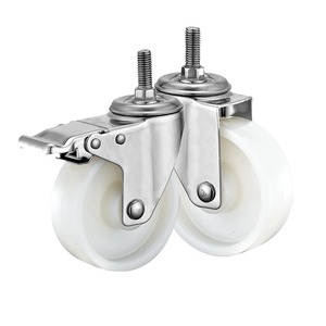 Bánh xe xoay có trục ren bằng thép không gỉ và nylon chịu lực trung bình, kích thước 75mm100mm125mm, có phanh toàn phần - Product Image 1