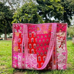 Sac à déjeuner matelassé en coton, imprimé floral abstrait, sac à main, sacs de courses imprimés au bloc, sac de plage, sacs de voyage et sacs fourre-tout à bandoulière - Product Image 1