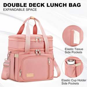 Free sample Cooler <b>Bag</b> Double Compartments Insulated <b>Lunch</b> <b>Bags</b> <b>for</b> <b>Men</b> <b>Work</b> Waterproof Leakproof <b>Lunch</b> <b>Bag</b> with Shoulder Strap - Product Image 1