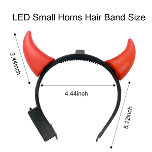 نيون جلو أحمر تضيء قرون الشيطان أدى عصابة رأس وامض قرن الشيطان الصغير هوبر للكبار زينات الحفلات والحفلات الموسيقية حزمة السائبة - Product Image 4