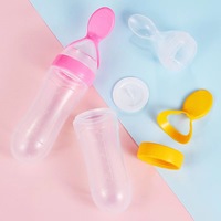 Cuillère à presser pour bébé, cuillère en silicone pour biberon, fond à ventouse pour pâte alimentaire, biberon en silicone pour purée de bébé