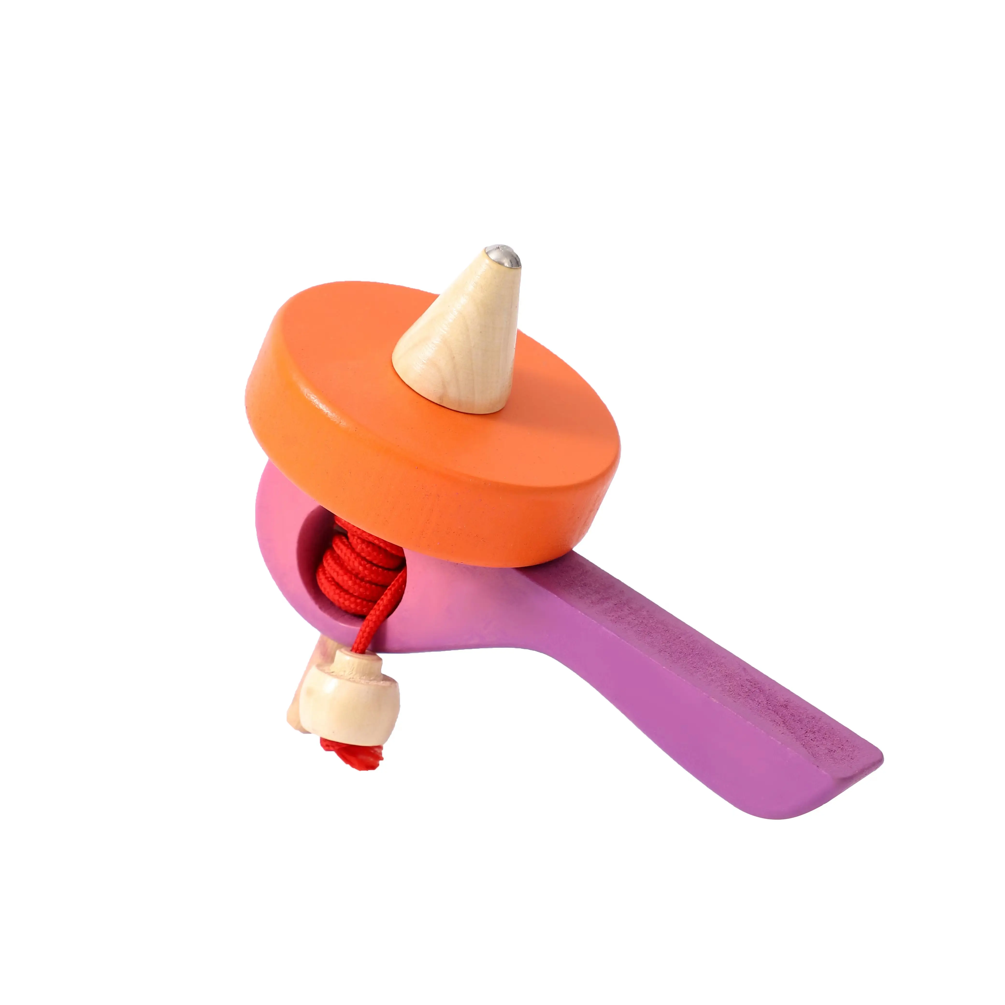 Giroscopio pequeño de madera ecológico para niños, juguetes de entretenimiento de alta calidad, cable colorido, 6