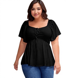 XXM3285 Ladies' Plus Size V-neck Garment Dyed Bamboo Fiber Japan Style T-<b>shirt</b> - Product Image 3