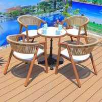 Chaises de jardin en bois massif résistantes aux intempéries, avec structure en métal antirouille, fauteuils de salle à manger pour terrasse, restaurant, hôtel