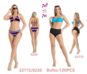 Ensemble bikini femme 2 pièces, bandeau taille haute, à volants, couleur unie, extensible, tricoté, coupe classique, teint uni - Product Image 4