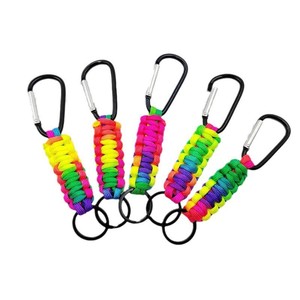 Paracord Carabiner Keychain Black Zinc Alloy Seven Core Braided Key Ring Hook Outdoor Survival Gear - Product Image 1