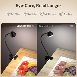 LEPOWER Clip On <b>Light</b> 400LM LED Reading Lamp <b>Touch</b> Control Stepless Dimming For <b>Bedside</b> Book Reading - Product Image 6