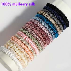 Chouchous en Soie de Mûrier 100% Naturelle, Élastiques Fins pour Cheveux Femme, Bandeaux Élastiques en Soie Pure de 1CM - Product Image 3