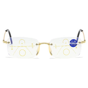 Vente en gros, lunettes de lecture en métal sans monture, anti-lumière bleue, réglables, vision focus, pour hommes - Product Image 3