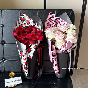 Papel de regalo grueso impermeable con estampado de leopardo y corazón de grafiti para ramos de rosas, suministros de embalaje para floristas y bricolaje. - Product Image 6