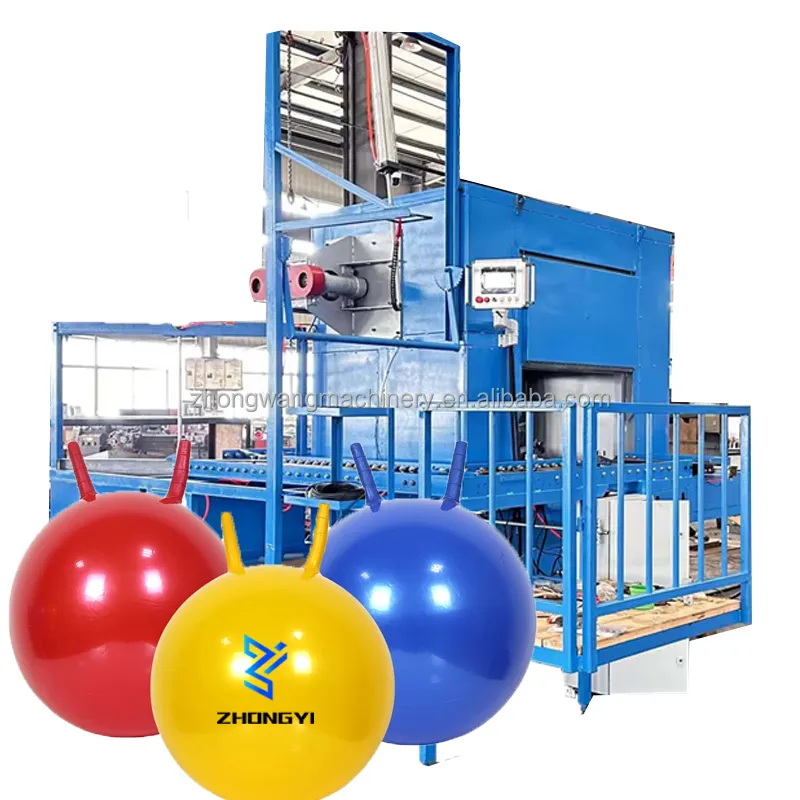 Pvc şişirilmiş otomatik fırın hayvan oyuncak atlama topları oyuncak Rotomoulding makinesi